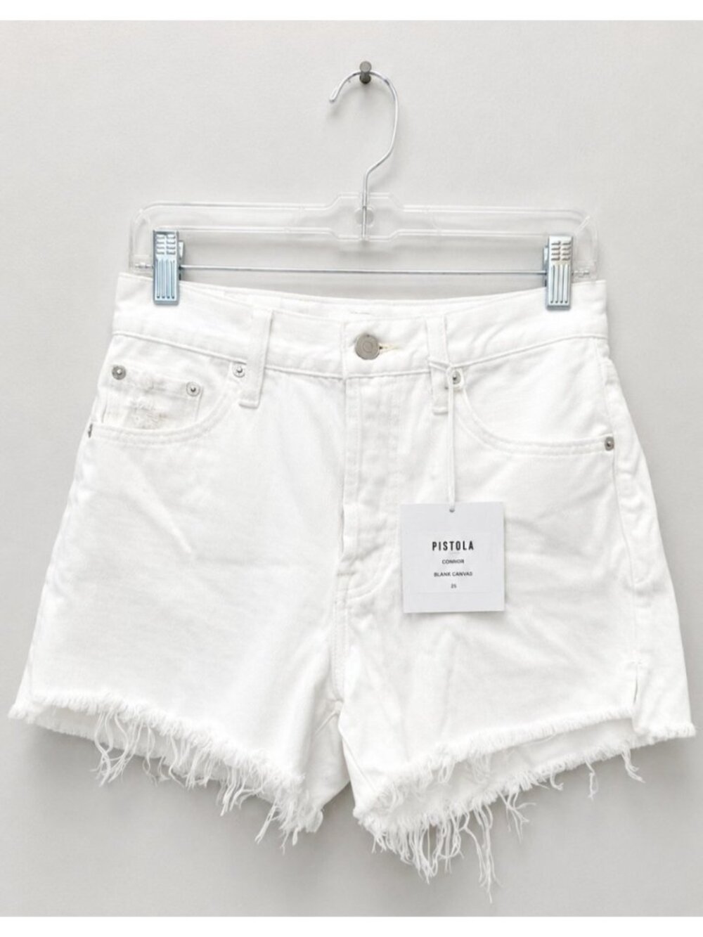 Pistola Womens Size 24 White Denim Cut Off Hem Mid RIse Distressed Shorts NEW